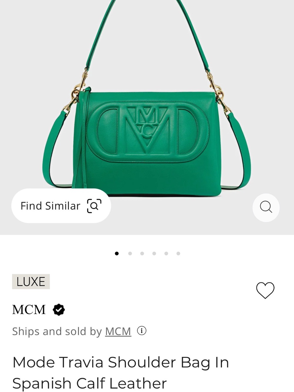 MCM Emerald Green Leather Logo Crossbody Bag - Picture 10 of 11